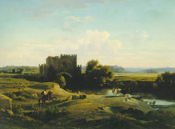 Jean-Achille Benouville View of the Ponte Nomentano in the Roman Campagna oil painting image